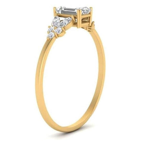 Emerald Shape 2ct Moissanite Diamond Engagement Ring For Women
