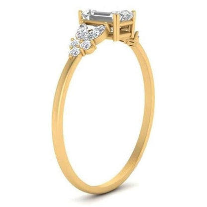 Emerald Shape 2ct Moissanite Diamond Engagement Ring For Women