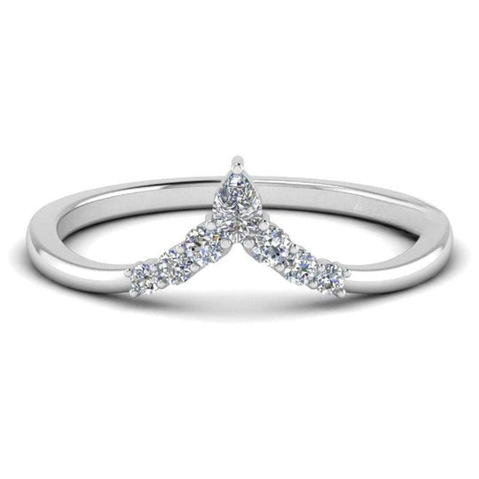 Moissanite 0.80ct Pear Cut Diamond Chevron Awesome Promise Band