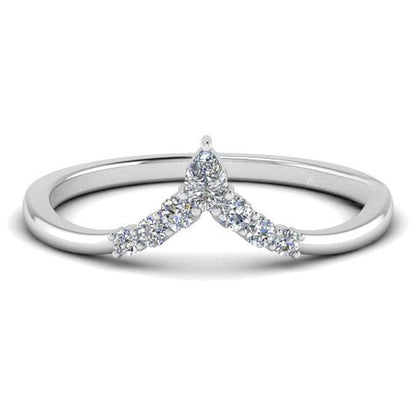 Moissanite 0.80ct Pear Cut Diamond Chevron Awesome Promise Band