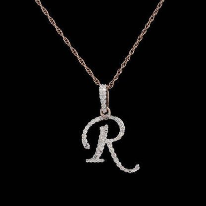 Custom R Initial Moissanite Diamond Iced Out Hip Hop Pendant