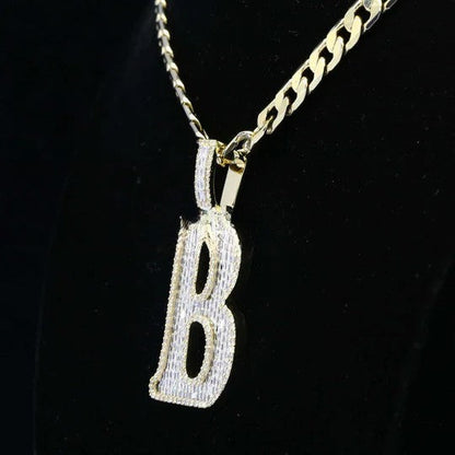 Custom B Initial Moissanite Diamond Bust Down Hip Hop Pendant