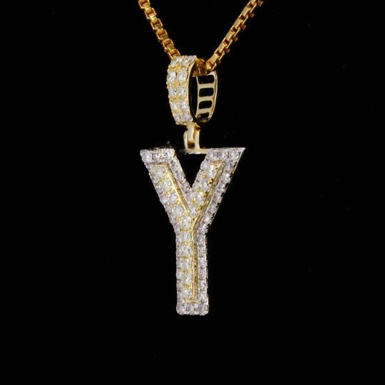 Custom Y Initial Moissanite Diamond Iced Out Hip Hop Pendant