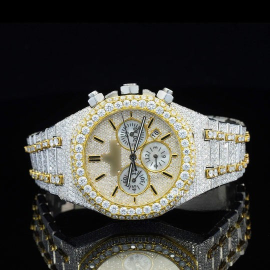 AP Fabulous Iced Out Bust Down Moissanite Diamond Automatic Watch