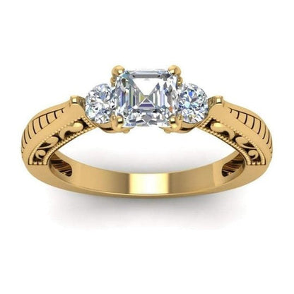 Trillion 2.50ct Tapered Asscher Shape Moissanite Diamond Engagement Ring