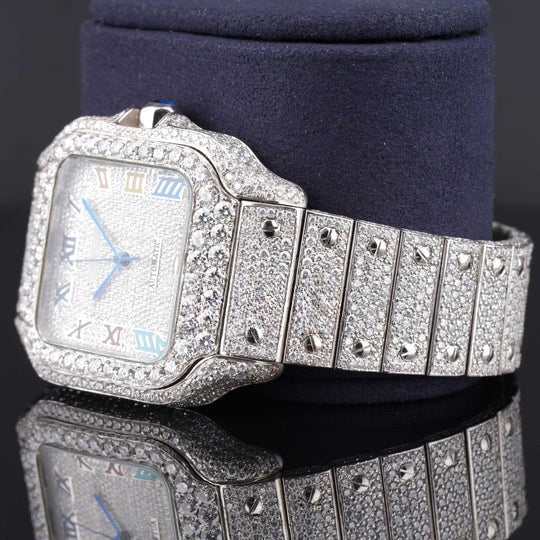 Rainbow Design Cartier Roman Number Fully Automatic Moissanite Watch