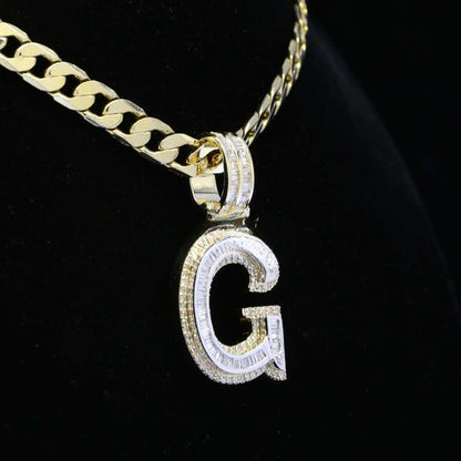 Custom Glass G Initial Moissanite Diamond Iced Out Hip Hop Pendant