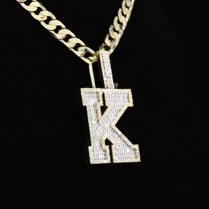 Custom Classic K Initial Moissanite Diamond Iced Out Hip Hop Pendant