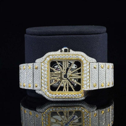 Cartier Automatic Transparent Hip Hop Style Moissanite Diamond Watch