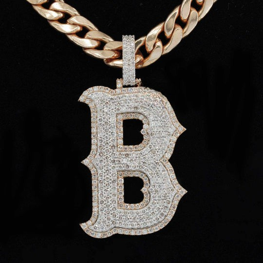 Custom Stylish B Initial Moissanite Diamond Bust Down Hip Hop Pendant