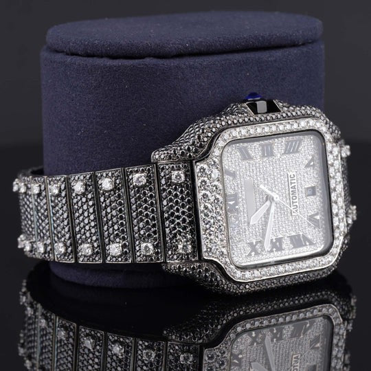Optimus Cartier Moissanite Black Diamond Iced Out Automatic Watch