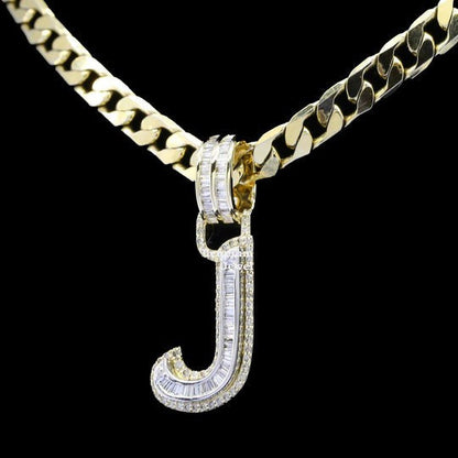 Custom J Initial Moissanite Diamond Fully Iced Out Hip Hop Pendant