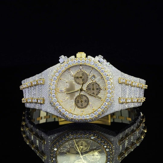 AP Fabulous Fully Iced Out Moissanite Diamond Watch Fully Automatic