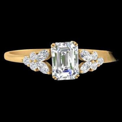 Emerald Shape 2ct Moissanite Diamond Engagement Ring For Women
