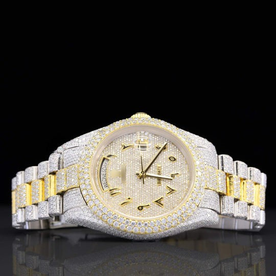 RLX Fully Moissanite Watch With Arabic Number Iced Out Automatic Watch