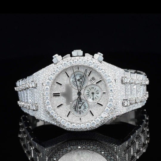 AP Fabulous Iced Out Bust Down Moissanite Diamond Automatic Watch