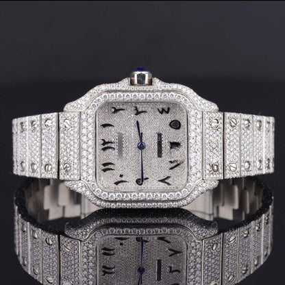 Moissanite Cartier Watch Iced Out Automatic Arabic Style Watch