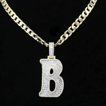 Custom B Initial Moissanite Diamond Bust Down Hip Hop Pendant
