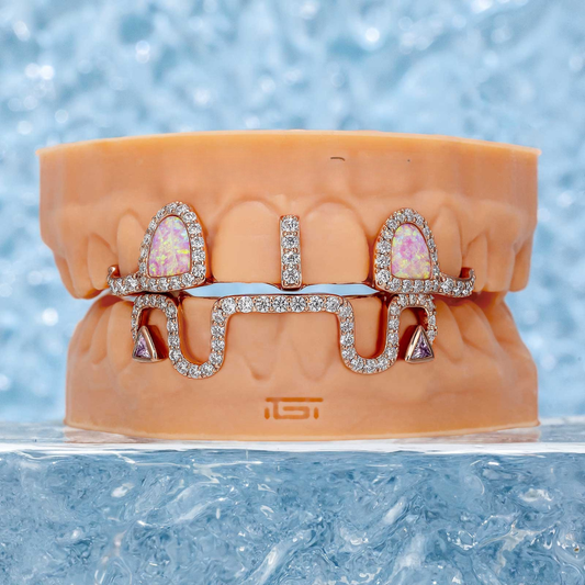 Top Opal W Bunny Tail Bar Grillz