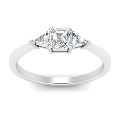 Trillion 2.50ct Tapered Asscher Shape Moissanite Diamond Engagement Ring