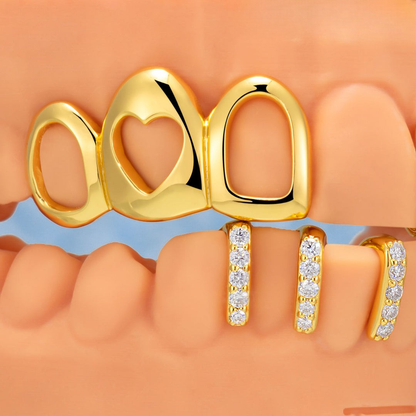 Open Face With Diamond Gap Bar Grillz