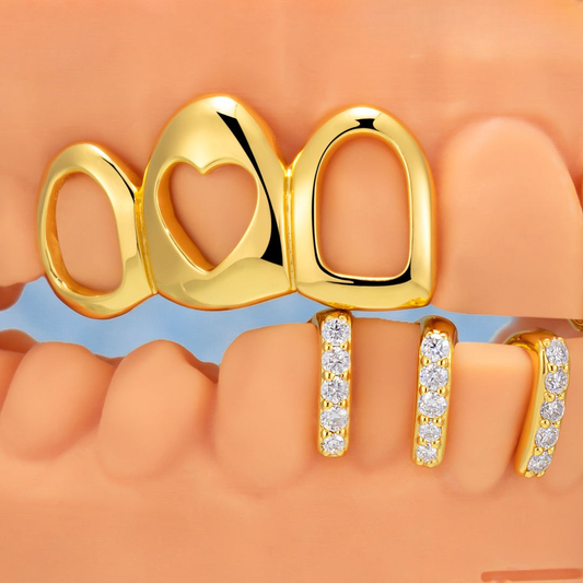 Open Face With Diamond Gap Bar Grillz