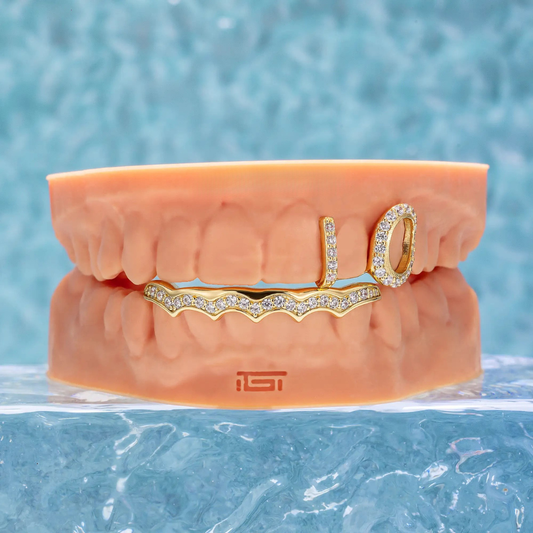 Open Face Wave Diamond Bar Grillz